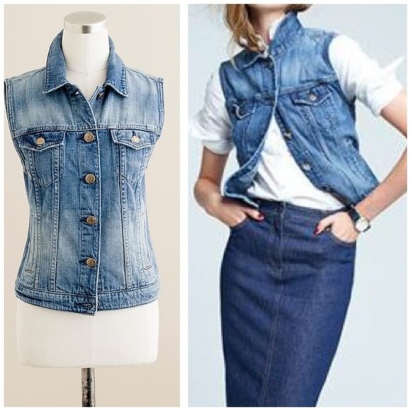 J. Crew Jackets & Blazers - J. Crew Denim vest in workwear wash, size XS